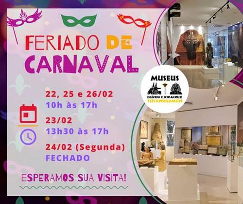 Horários de funcionamento do Museu Egípcio e Rosacruz no feriado de Carnaval 2020